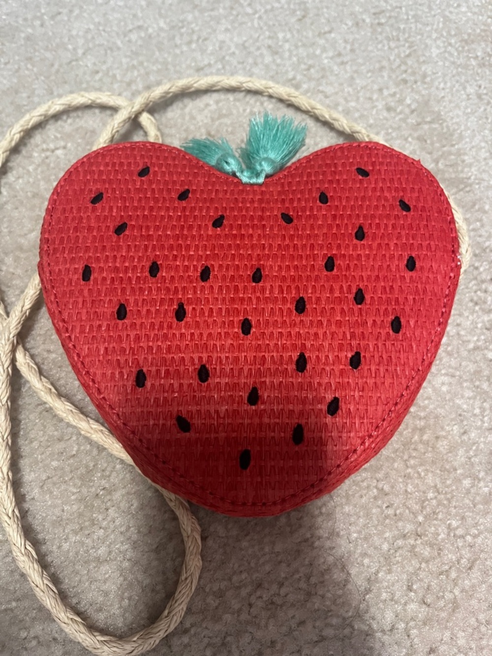 Target Red Strawberry Heart Kids Crossbody Purse with Teal Top